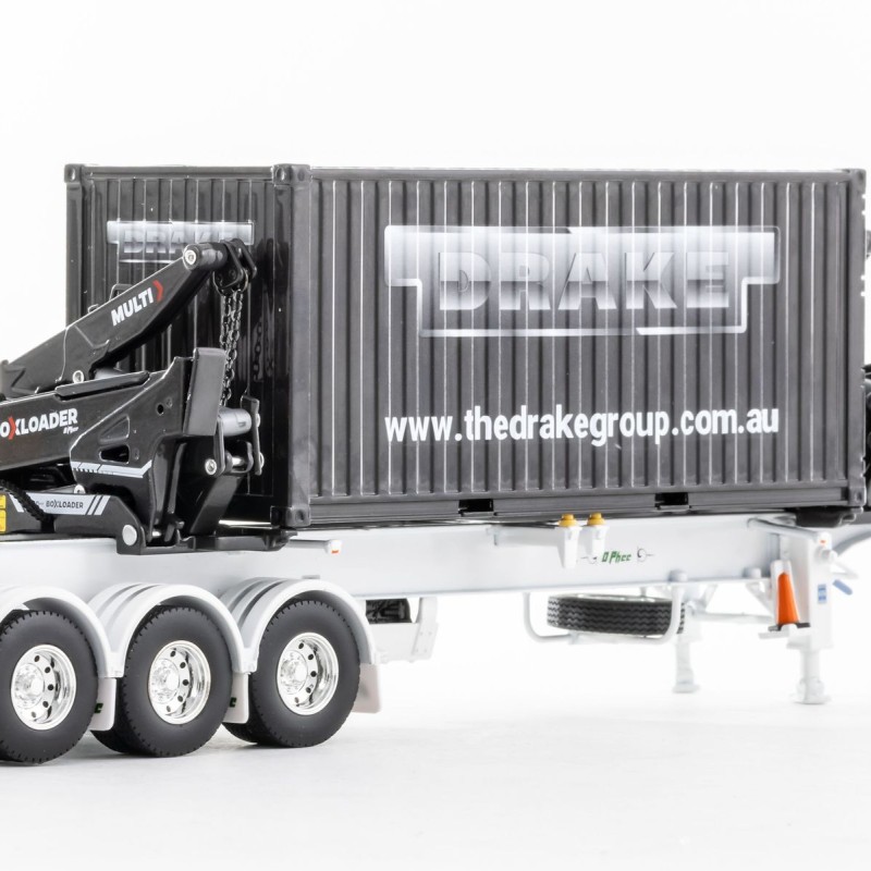 Drake ZT09248 AUSTRALIAN O’Phee BoxLoader Side Loading Trailer with Container - White - Scale 1:50