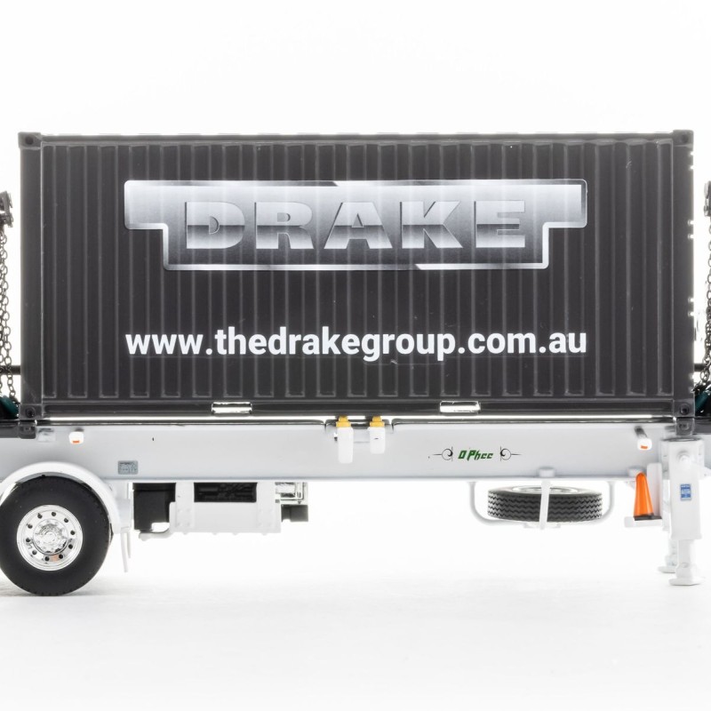 Drake ZT09248 AUSTRALIAN O’Phee BoxLoader Side Loading Trailer with Container - White - Scale 1:50