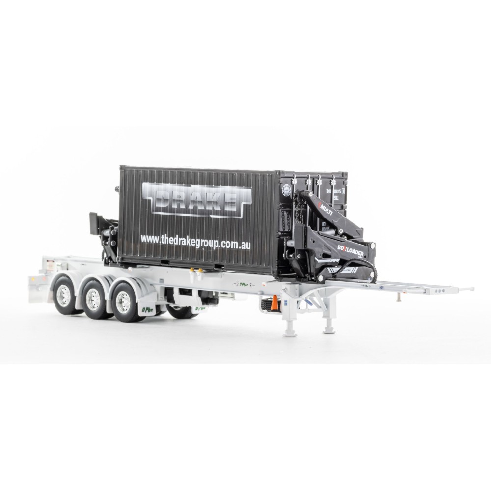 Drake ZT09248 AUSTRALIAN O’Phee BoxLoader Side Loading Trailer with Container - White - Scale 1:50