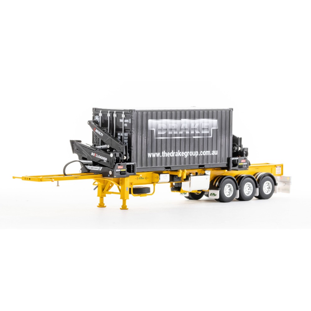 Drake ZT09249 AUSTRALIAN O’Phee BoxLoader Side Loading Trailer with Container - Yellow - Scale 1:50
