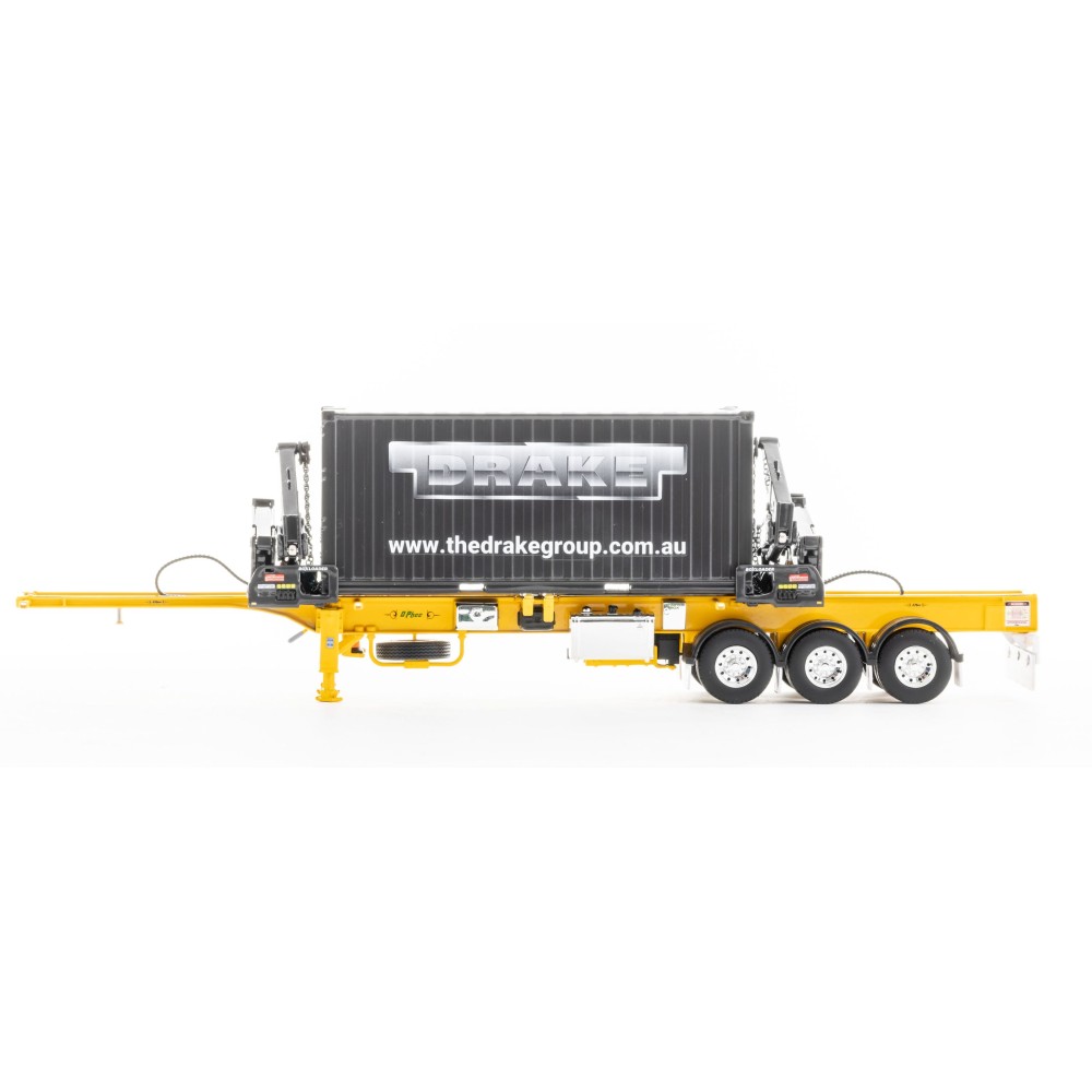 Drake ZT09249 AUSTRALIAN O’Phee BoxLoader Side Loading Trailer with Container - Yellow - Scale 1:50