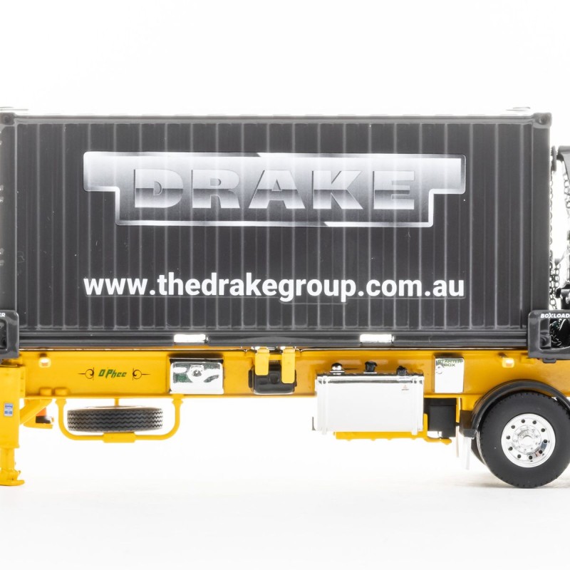 Drake ZT09249 AUSTRALIAN O’Phee BoxLoader Side Loading Trailer with Container - Yellow - Scale 1:50