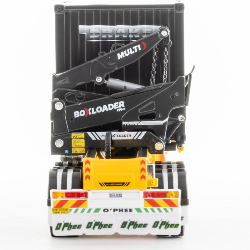 Drake ZT09249 AUSTRALIAN O’Phee BoxLoader Side Loading Trailer with Container - Yellow - Scale 1:50