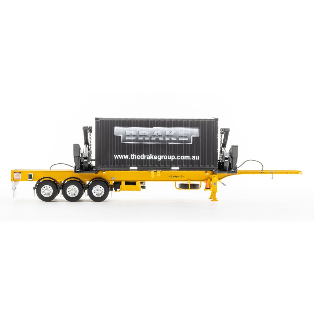 Drake ZT09249 AUSTRALIAN O’Phee BoxLoader Side Loading Trailer with Container - Yellow - Scale 1:50