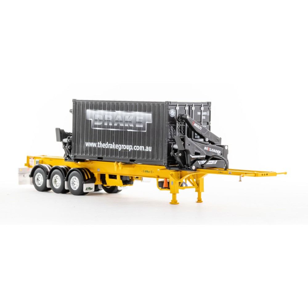 Drake ZT09249 AUSTRALIAN O’Phee BoxLoader Side Loading Trailer with Container - Yellow - Scale 1:50