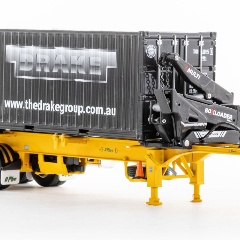 Drake ZT09249 AUSTRALIAN O’Phee BoxLoader Side Loading Trailer with Container - Yellow - Scale 1:50