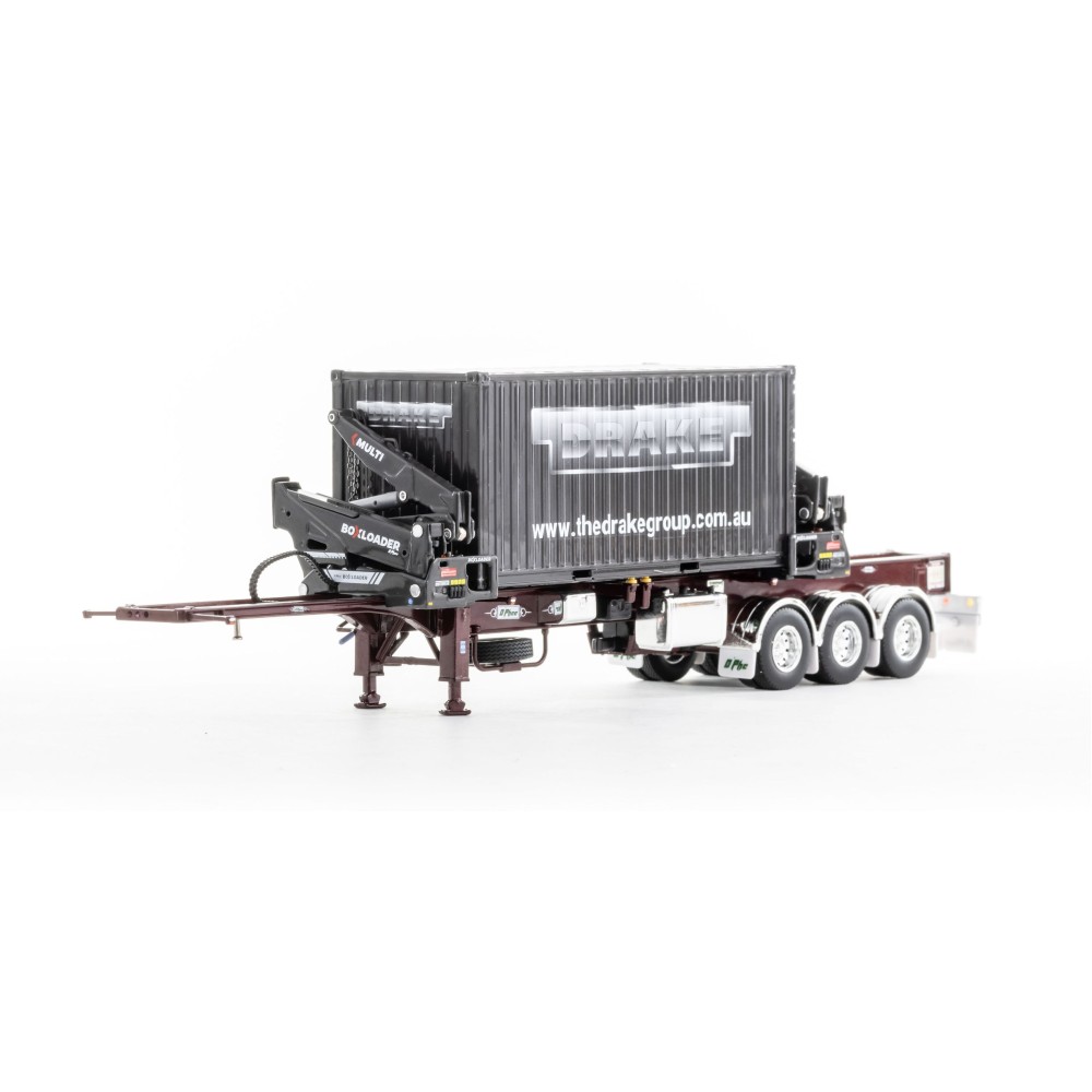 Drake ZT09250 AUSTRALIAN O’Phee BoxLoader Side Loading Trailer with Container - Burgundy - Scale 1:50