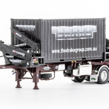 Drake ZT09250 AUSTRALIAN O’Phee BoxLoader Side Loading Trailer with Container - Burgundy - Scale 1:50