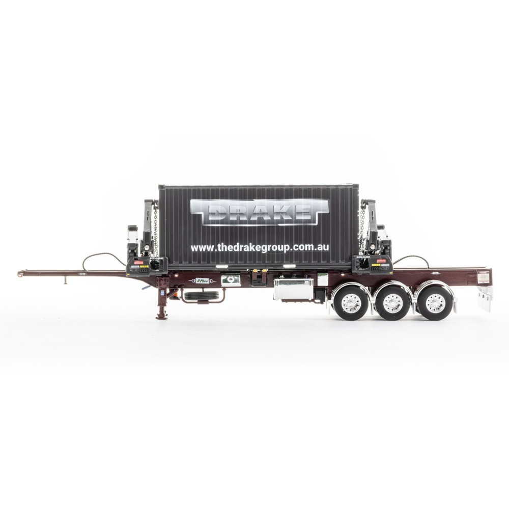 Drake ZT09250 AUSTRALIAN O’Phee BoxLoader Side Loading Trailer with Container - Burgundy - Scale 1:50