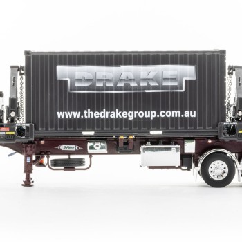 Drake ZT09250 AUSTRALIAN O’Phee BoxLoader Side Loading Trailer with Container - Burgundy - Scale 1:50