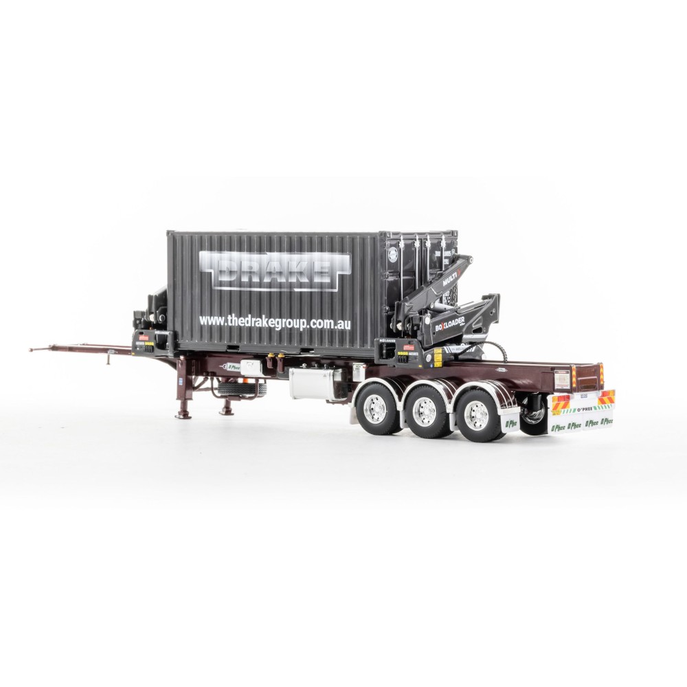 Drake ZT09250 AUSTRALIAN O’Phee BoxLoader Side Loading Trailer with Container - Burgundy - Scale 1:50