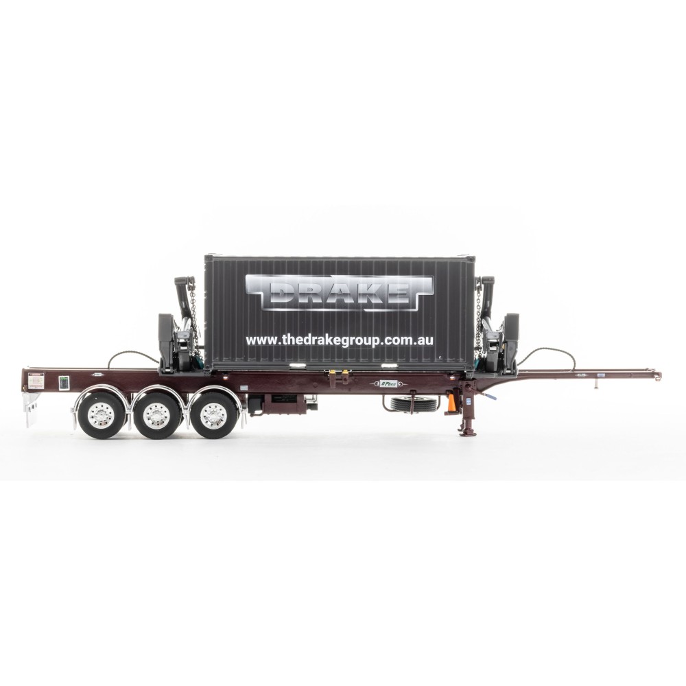 Drake ZT09250 AUSTRALIAN O’Phee BoxLoader Side Loading Trailer with Container - Burgundy - Scale 1:50
