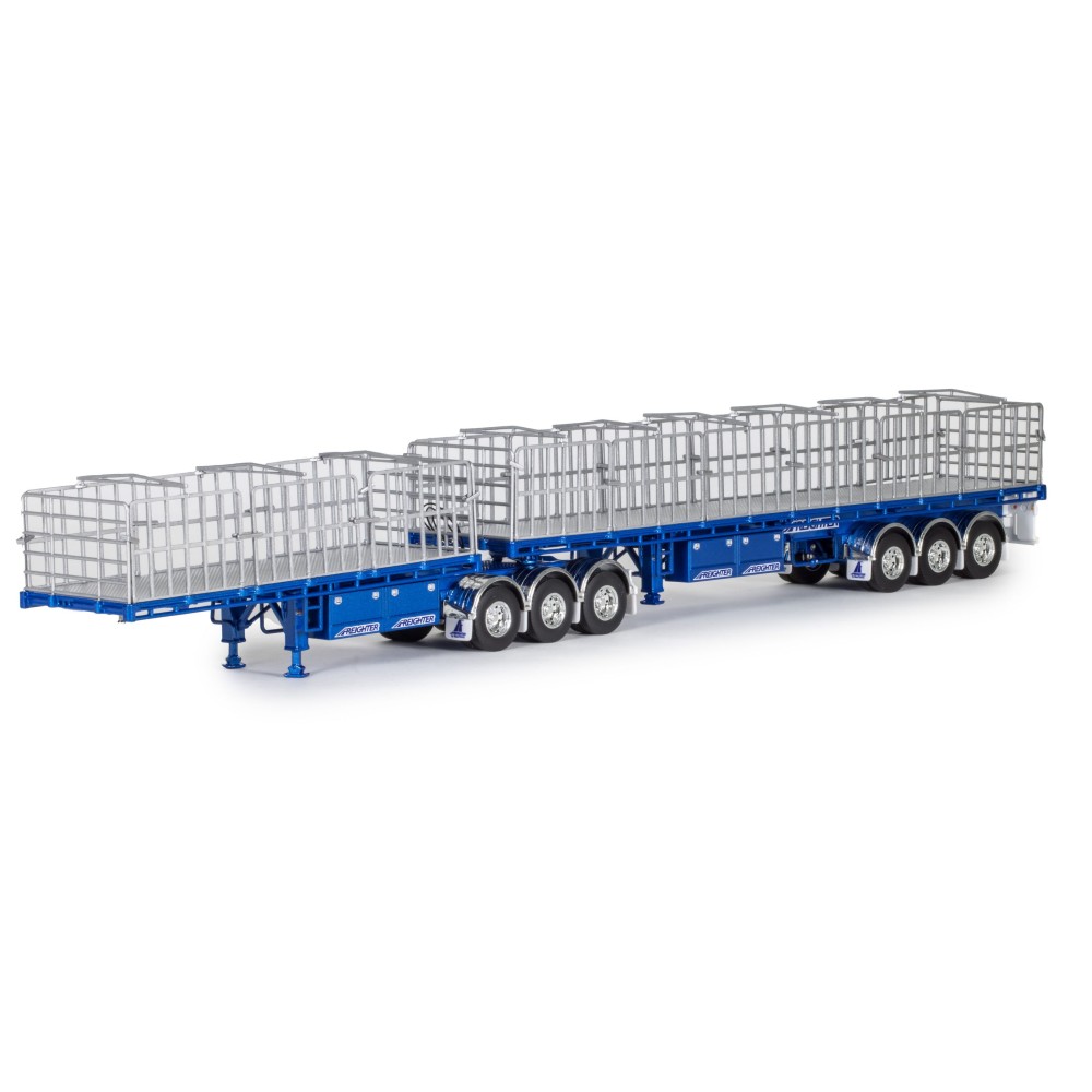 Drake ZT09253 AUSTRALIAN Maxitrans Freighter B Double Trailer Set Metallic Blue - Scale 1:50