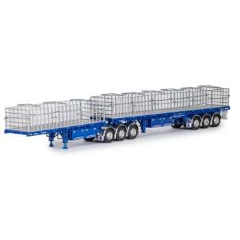 Drake ZT09253 AUSTRALIAN Maxitrans Freighter B Double Trailer Set Metallic Blue - Scale 1:50