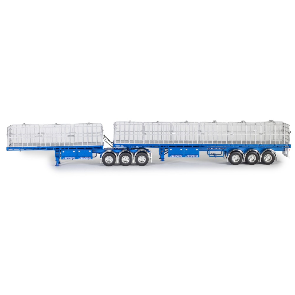 Drake ZT09253 AUSTRALIAN Maxitrans Freighter B Double Trailer Set Metallic Blue - Scale 1:50
