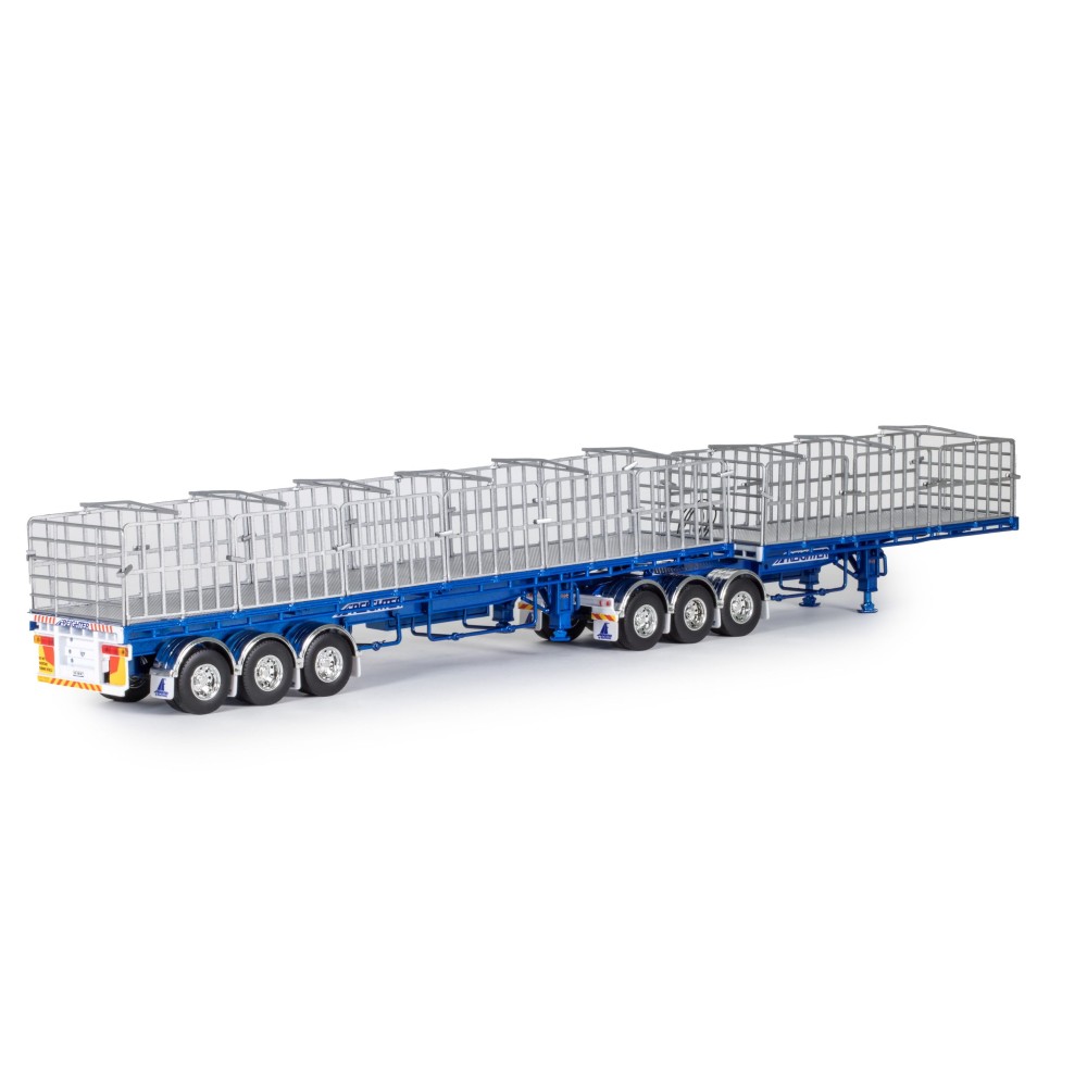 Drake ZT09253 AUSTRALIAN Maxitrans Freighter B Double Trailer Set Metallic Blue - Scale 1:50
