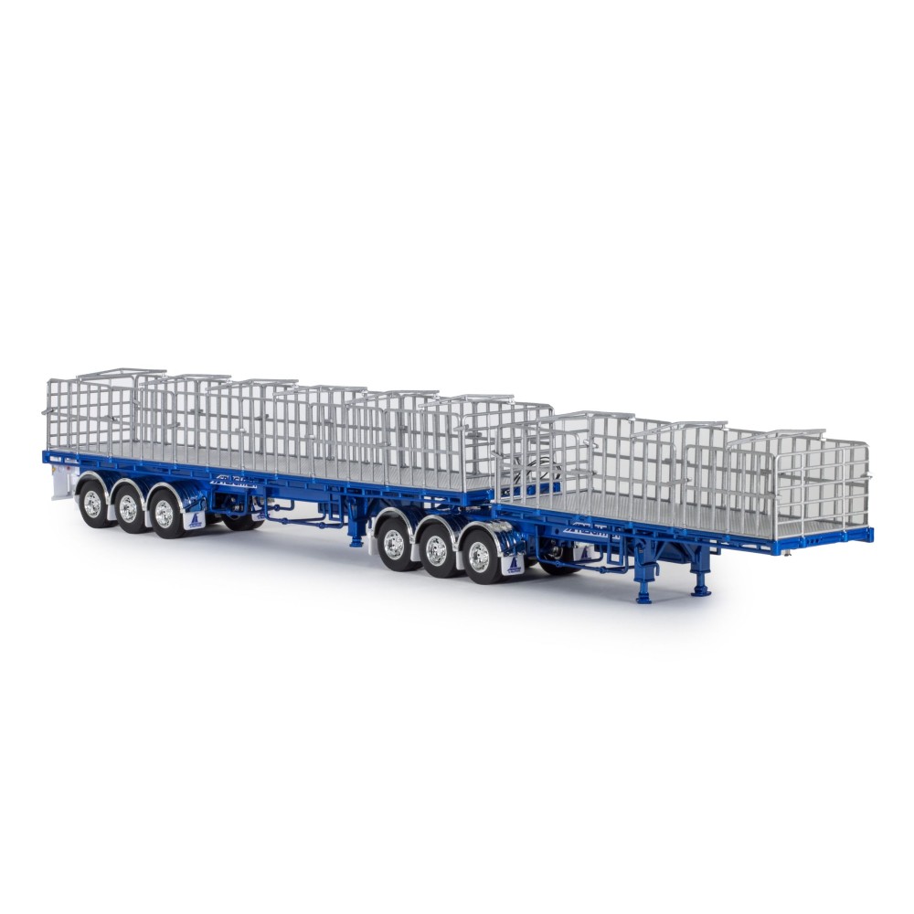 Drake ZT09253 AUSTRALIAN Maxitrans Freighter B Double Trailer Set Metallic Blue - Scale 1:50