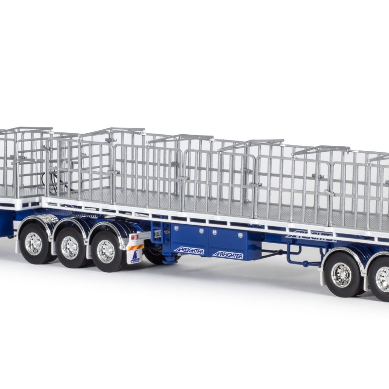 Drake ZT09260 AUSTRALIAN Maxitrans Freighter B Double Trailer Set Blue & White - Scale 1:50