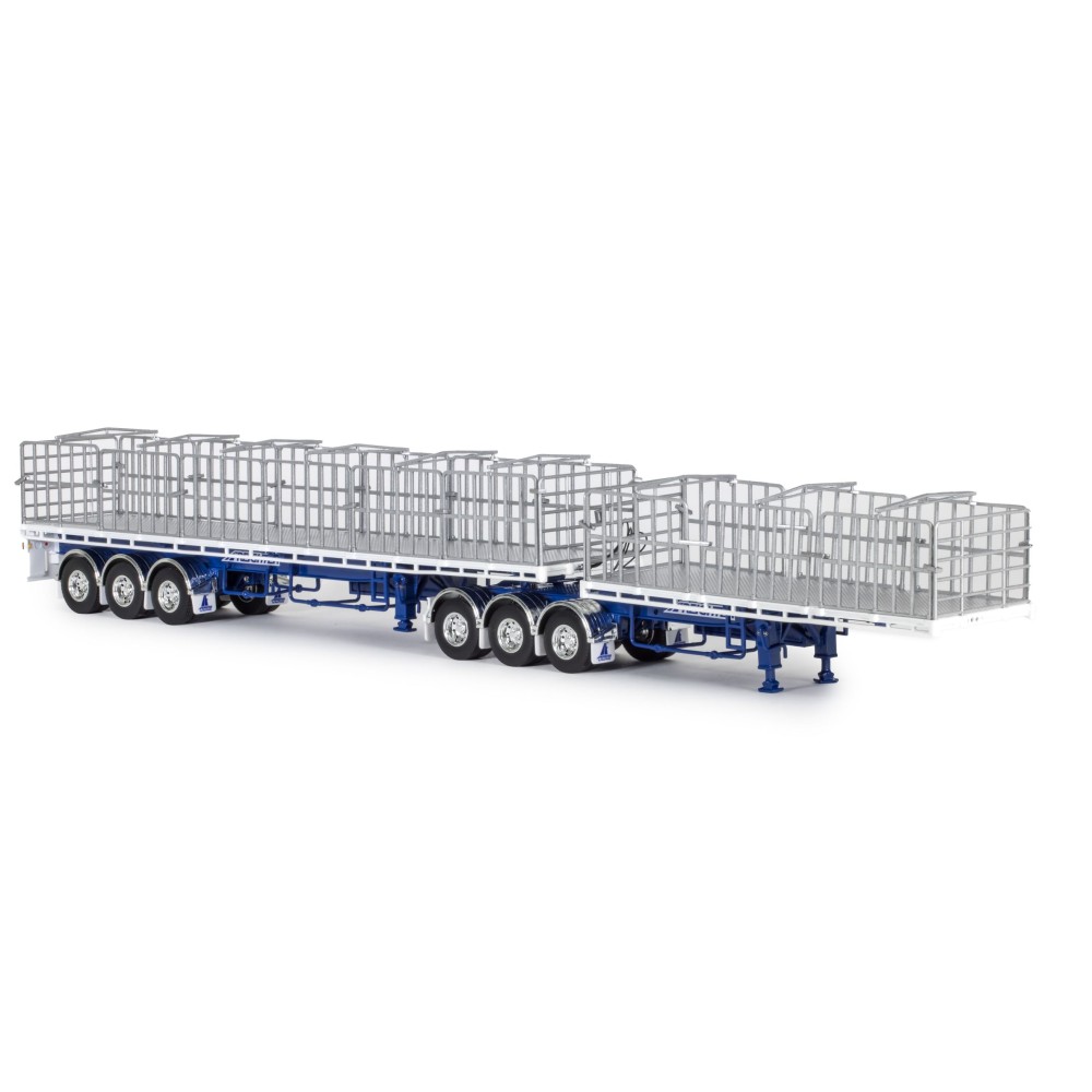 Drake ZT09260 AUSTRALIAN Maxitrans Freighter B Double Trailer Set Blue & White - Scale 1:50