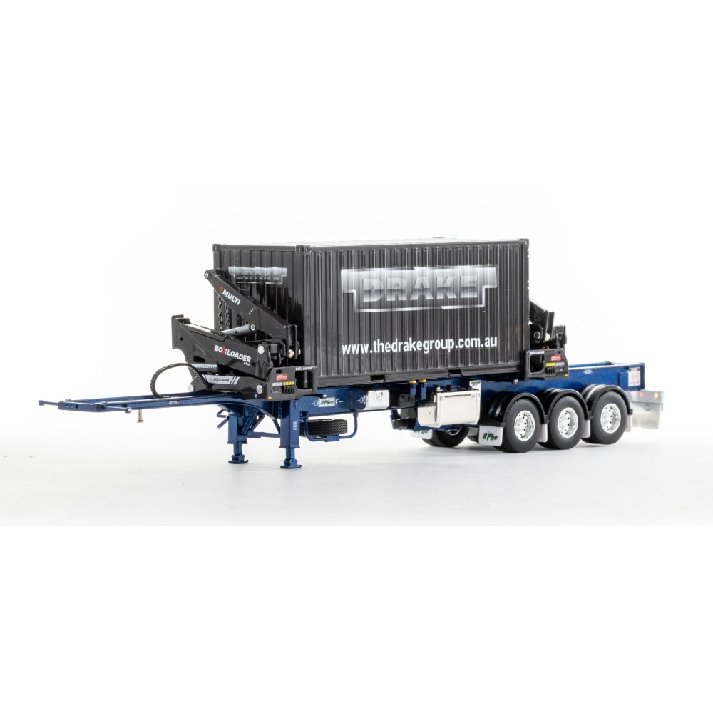 Drake ZT09264 AUSTRALIAN O’Phee BoxLoader Side Loading Trailer with Container - Metallic Blue - Scale 1:50