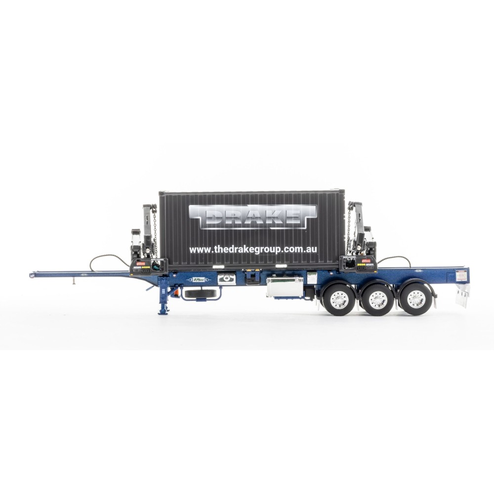 Drake ZT09264 AUSTRALIAN O’Phee BoxLoader Side Loading Trailer with Container - Metallic Blue - Scale 1:50
