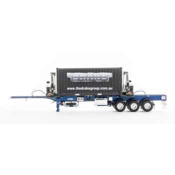 Drake ZT09264 AUSTRALIAN O’Phee BoxLoader Side Loading Trailer with Container - Metallic Blue - Scale 1:50
