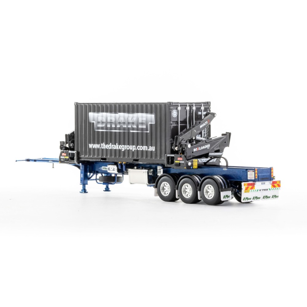 Drake ZT09264 AUSTRALIAN O’Phee BoxLoader Side Loading Trailer with Container - Metallic Blue - Scale 1:50
