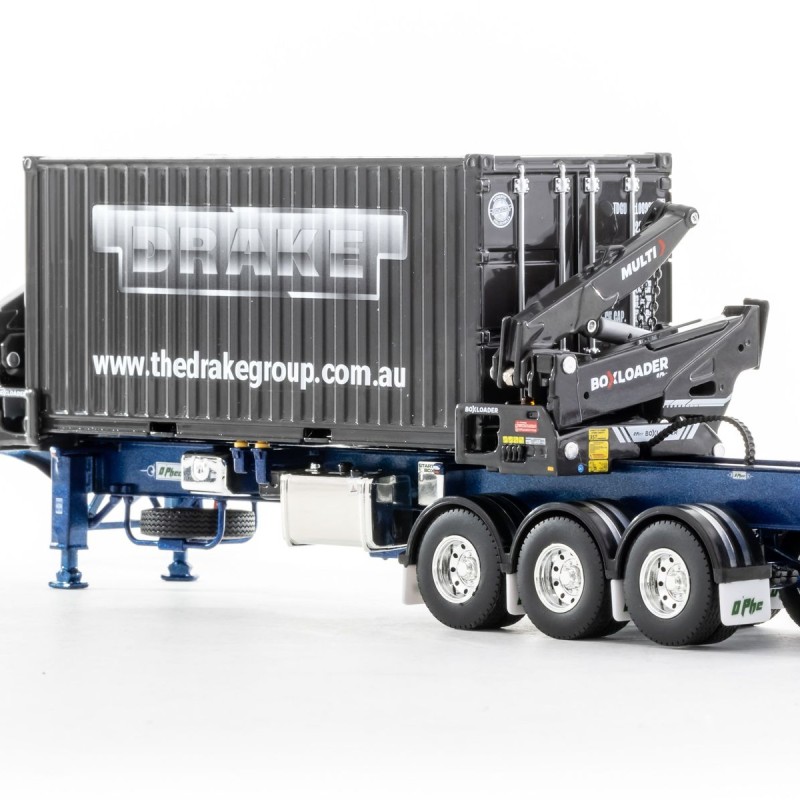 Drake ZT09264 AUSTRALIAN O’Phee BoxLoader Side Loading Trailer with Container - Metallic Blue - Scale 1:50