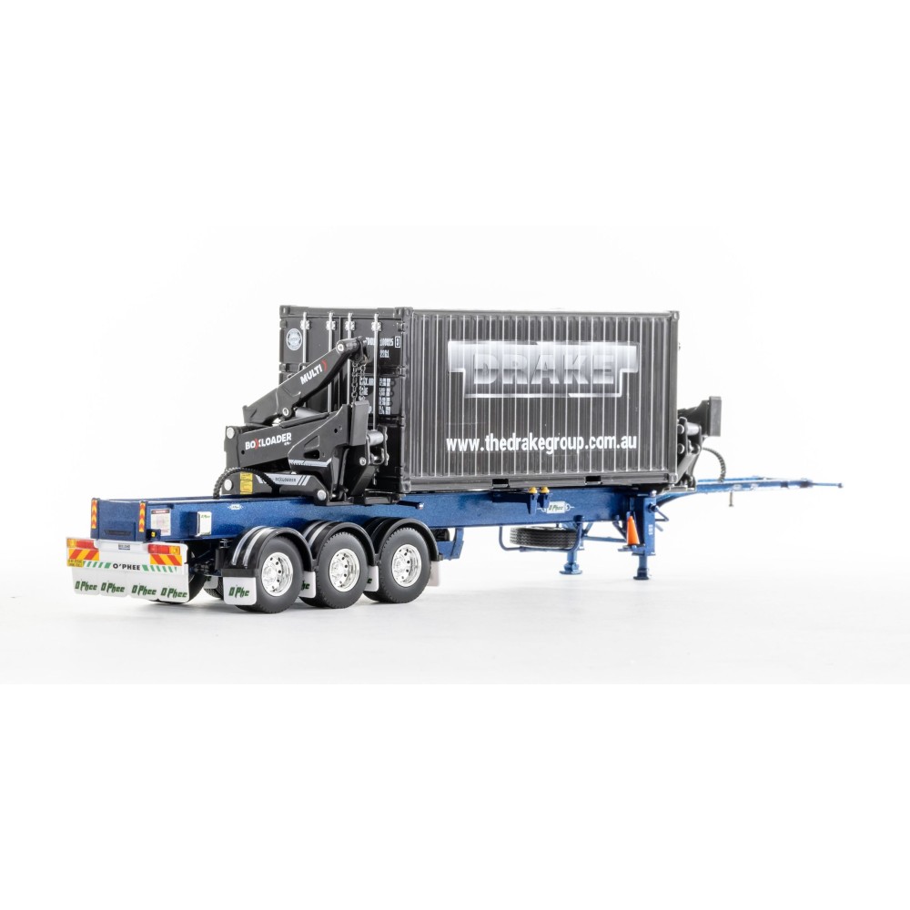 Drake ZT09264 AUSTRALIAN O’Phee BoxLoader Side Loading Trailer with Container - Metallic Blue - Scale 1:50