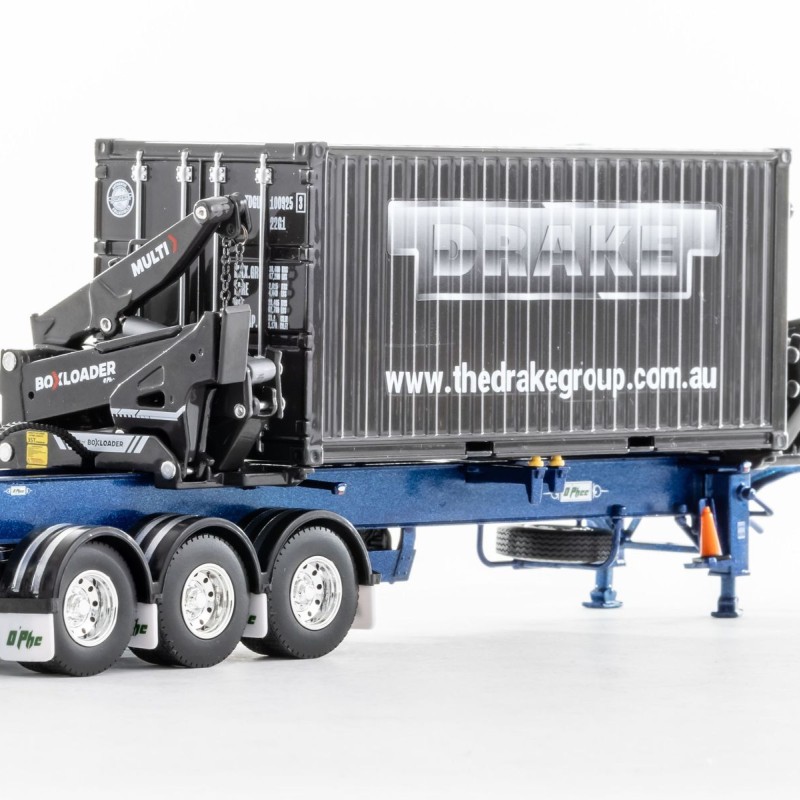 Drake ZT09264 AUSTRALIAN O’Phee BoxLoader Side Loading Trailer with Container - Metallic Blue - Scale 1:50
