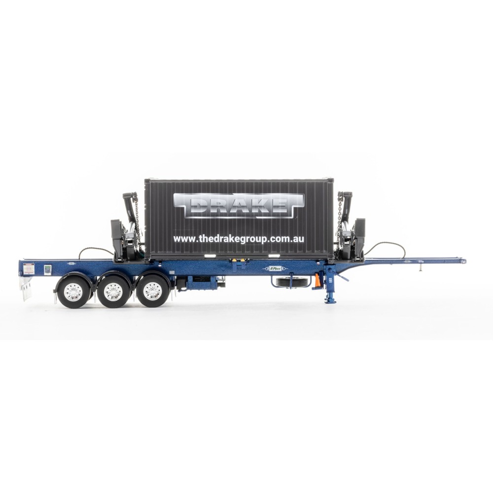 Drake ZT09264 AUSTRALIAN O’Phee BoxLoader Side Loading Trailer with Container - Metallic Blue - Scale 1:50