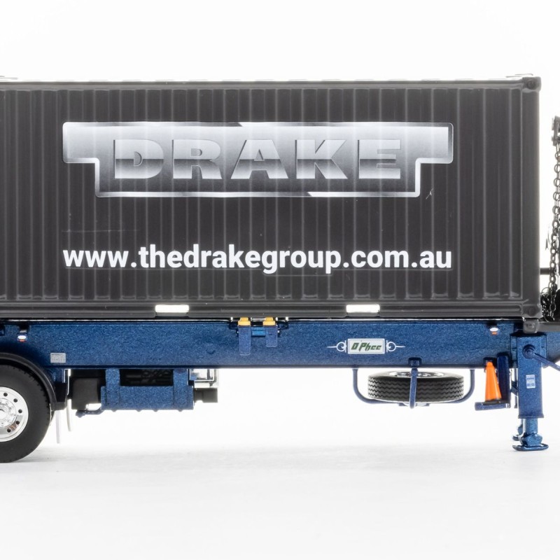 Drake ZT09264 AUSTRALIAN O’Phee BoxLoader Side Loading Trailer with Container - Metallic Blue - Scale 1:50