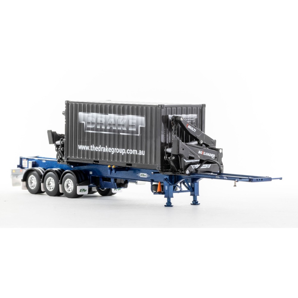 Drake ZT09264 AUSTRALIAN O’Phee BoxLoader Side Loading Trailer with Container - Metallic Blue - Scale 1:50