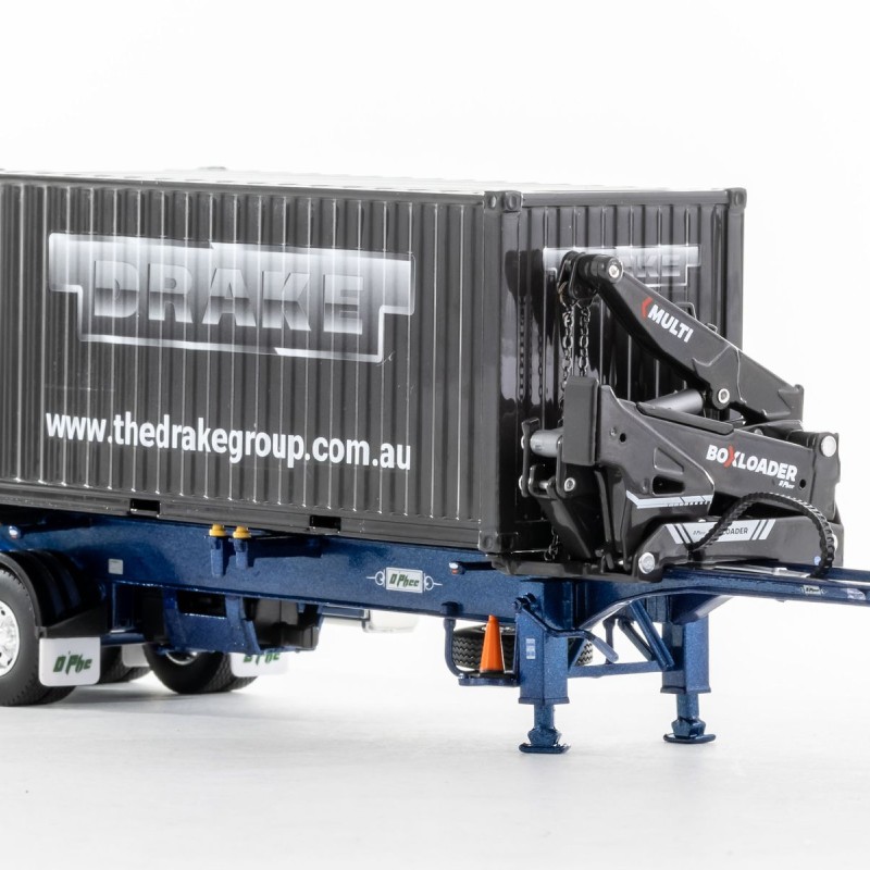 Drake ZT09264 AUSTRALIAN O’Phee BoxLoader Side Loading Trailer with Container - Metallic Blue - Scale 1:50
