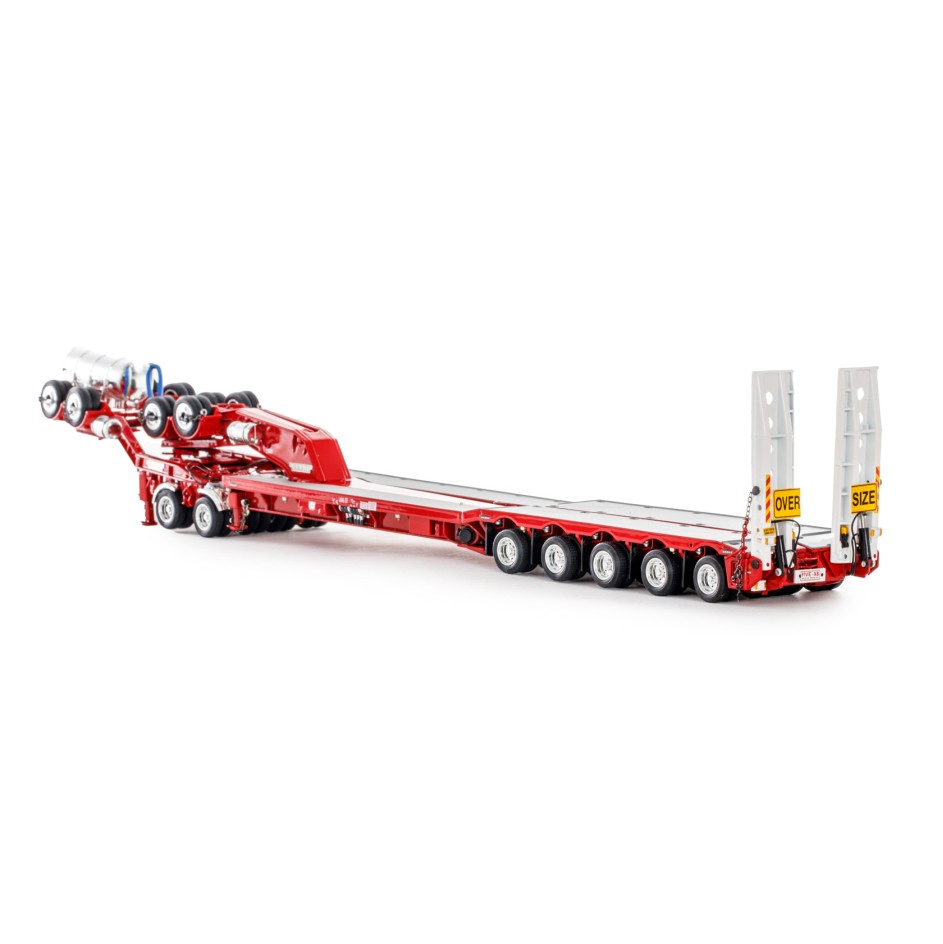 Drake ZT09239 AUSTRALIAN Drake 5x8 Swingwing Drop Deck Trailer and 2x8 Dolly Red Heavy Haulage - Scale 1:50