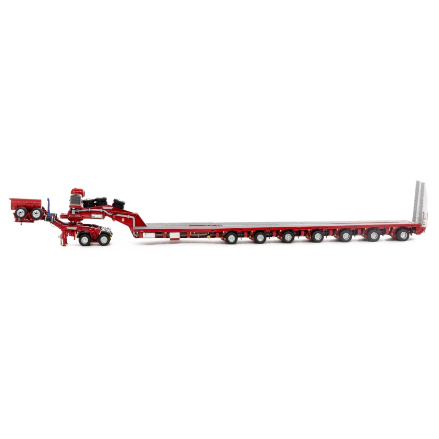 Drake ZT09070 AUSTRALIAN Heavy Haulage Drake 7x8 Steerable Trailer with 2x8 Dolly Rosso Red - Scale 1:50
