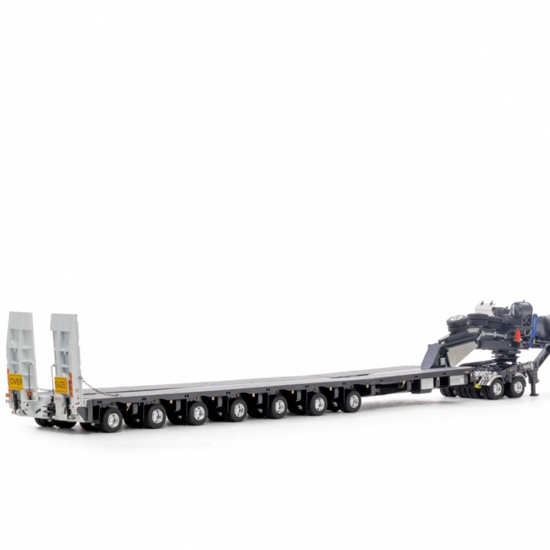 Drake ZT09077 AUSTRALIAN Heavy Haulage Drake 7x8 Steerable Trailer with 2x8 Dolly Gunmetal Grey - Scale 1:50