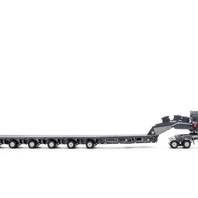 Drake ZT09077 AUSTRALIAN Heavy Haulage Drake 7x8 Steerable Trailer with 2x8 Dolly Gunmetal Grey - Scale 1:50