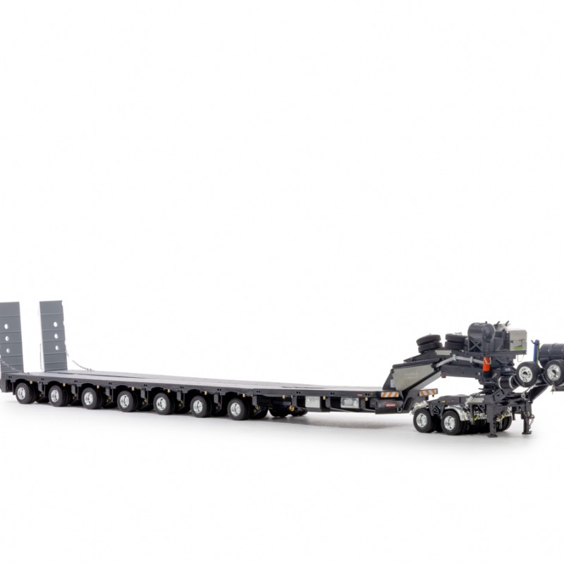 Drake ZT09077 AUSTRALIAN Heavy Haulage Drake 7x8 Steerable Trailer with 2x8 Dolly Gunmetal Grey - Scale 1:50