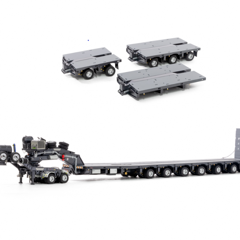 Drake ZT09077AB AUSTRALIAN Heavy Haulage Drake 7x8 Steerable Trailer with 2x8 Dolly & Accessory Set Gunmetal Grey  - Scale 1:50