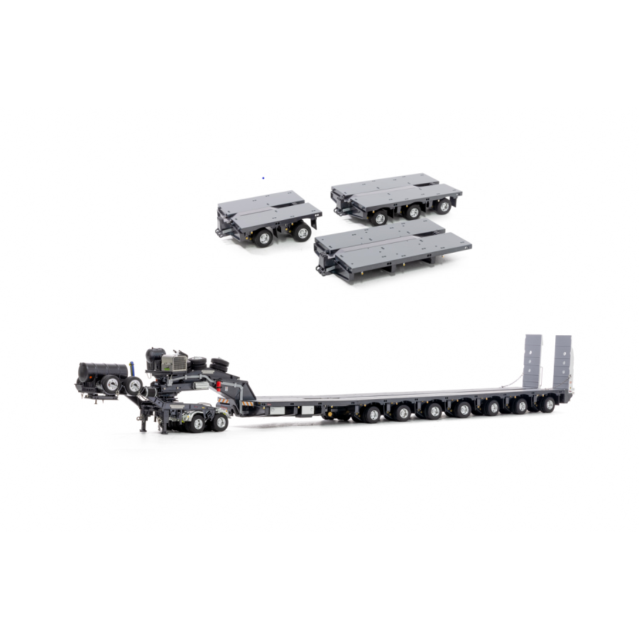 Drake ZT09077AB AUSTRALIAN Heavy Haulage Drake 7x8 Steerable Trailer with 2x8 Dolly & Accessory Set Gunmetal Grey  - Scale 1:50