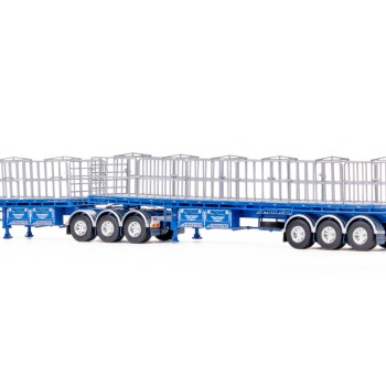 Drake ZT09283 AUSTRALIAN Maxitrans Freighter B Double Trailer Set Ross Transport Blue Pink - Scale 1:50