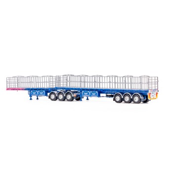 Drake ZT09283 AUSTRALIAN Maxitrans Freighter B Double Trailer Set Ross Transport Blue Pink - Scale 1:50