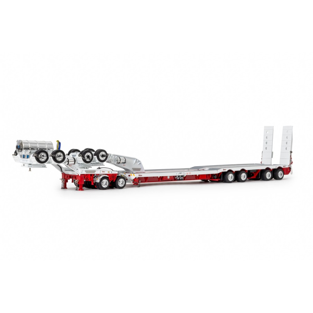 Drake ZT09339 AUSTRALIAN Drake 4x8 Swingwing Drop Deck Trailer and 2x8 Dolly White Red Heavy Haulage - Scale 1:50