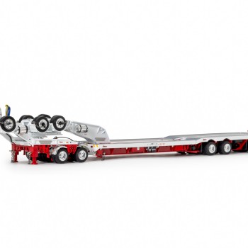 Drake ZT09339 AUSTRALIAN Drake 4x8 Swingwing Drop Deck Trailer and 2x8 Dolly White Red Heavy Haulage - Scale 1:50
