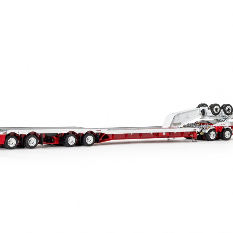 Drake ZT09339 AUSTRALIAN Drake 4x8 Swingwing Drop Deck Trailer and 2x8 Dolly White Red Heavy Haulage - Scale 1:50