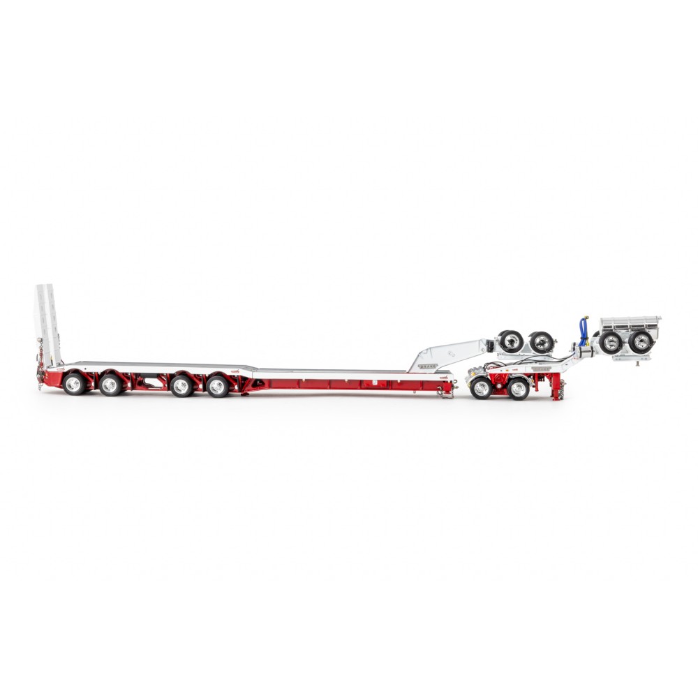 Drake ZT09339 AUSTRALIAN Drake 4x8 Swingwing Drop Deck Trailer and 2x8 Dolly White Red Heavy Haulage - Scale 1:50