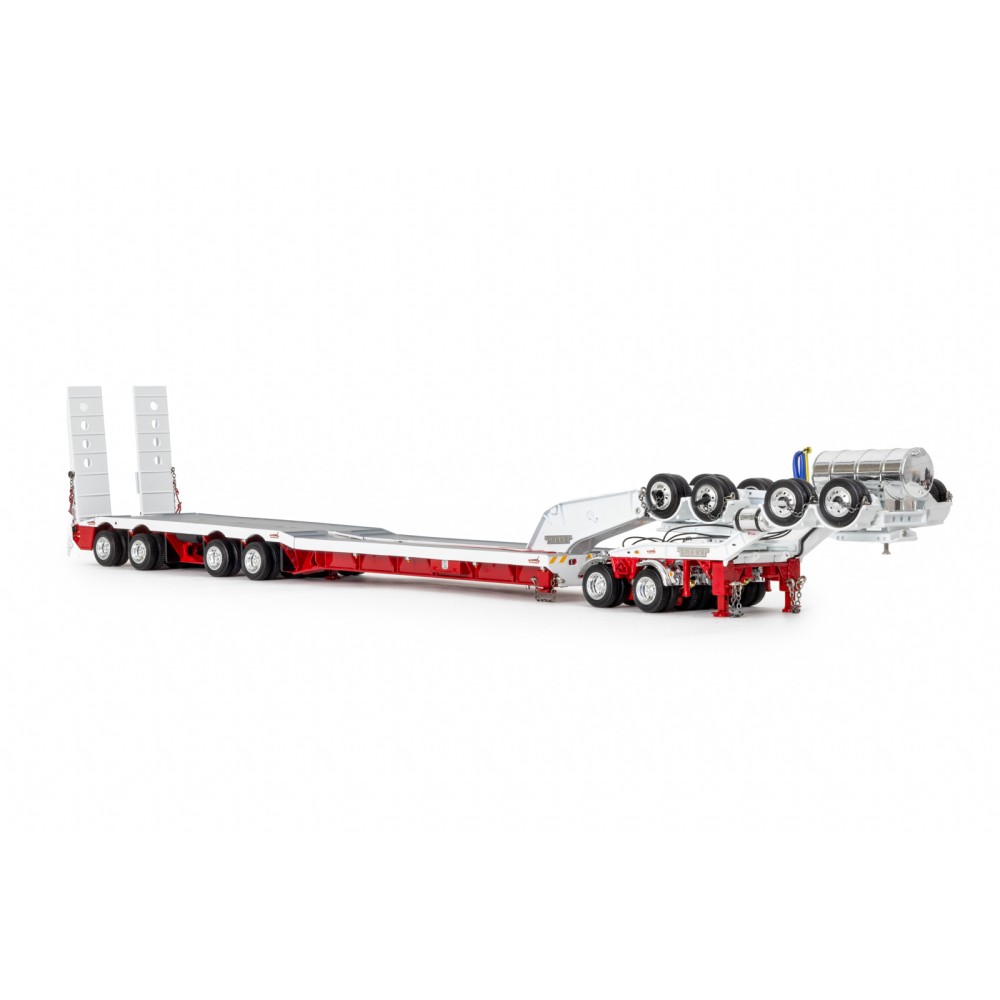 Drake ZT09339 AUSTRALIAN Drake 4x8 Swingwing Drop Deck Trailer and 2x8 Dolly White Red Heavy Haulage - Scale 1:50