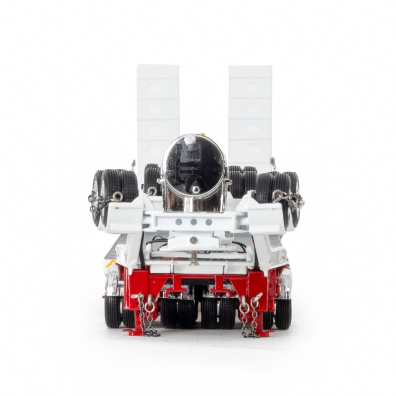 Drake ZT09339 AUSTRALIAN Drake 4x8 Swingwing Drop Deck Trailer and 2x8 Dolly White Red Heavy Haulage - Scale 1:50
