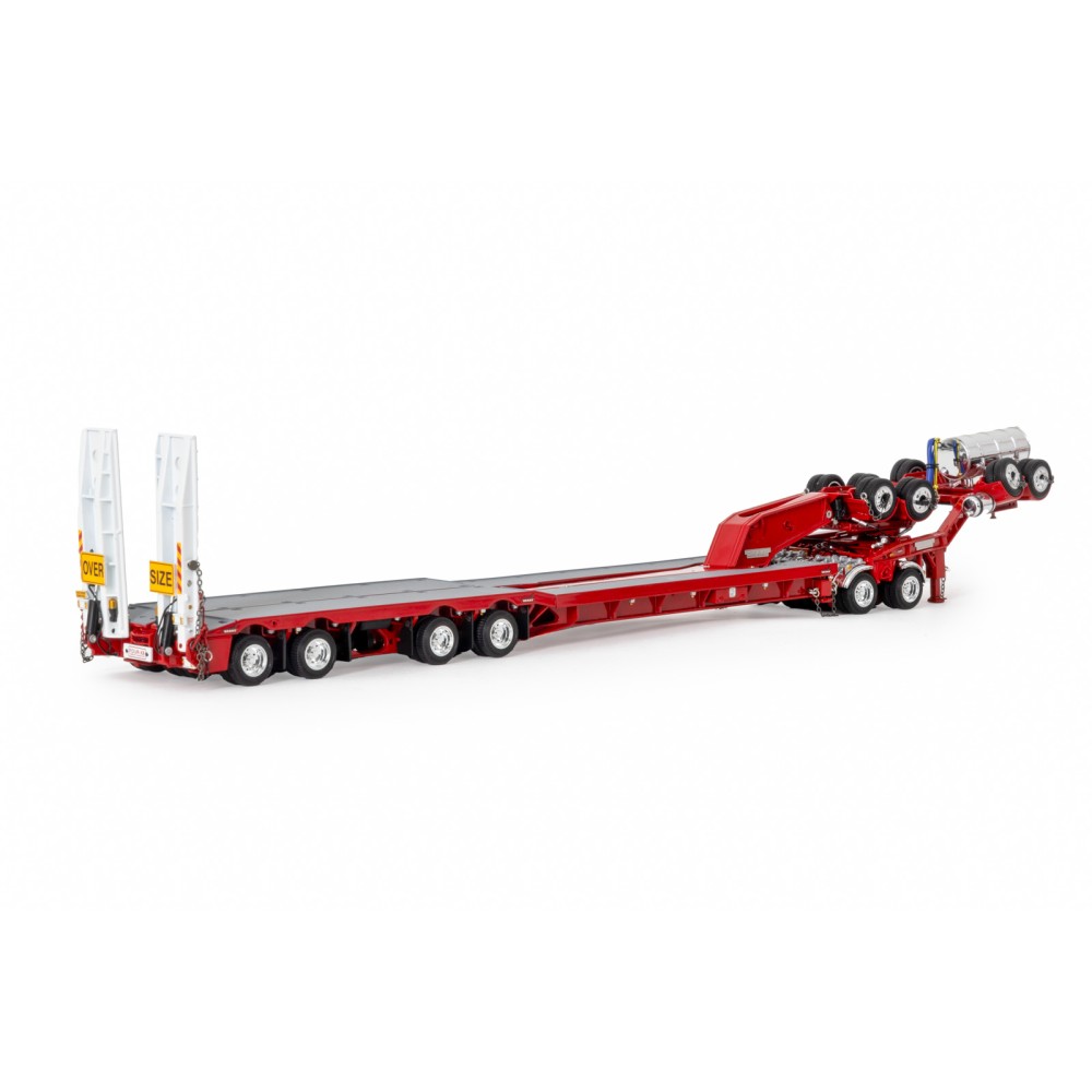 Drake ZT09340 AUSTRALIAN Drake 4x8 Swingwing Drop Deck Trailer and 2x8 Dolly Rosso Red Heavy Haulage - Scale 1:50